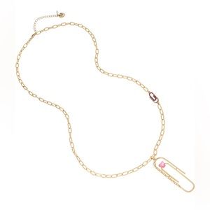 Betsey Johnson “back to cool / school” paper clip long necklace;could be lanyard